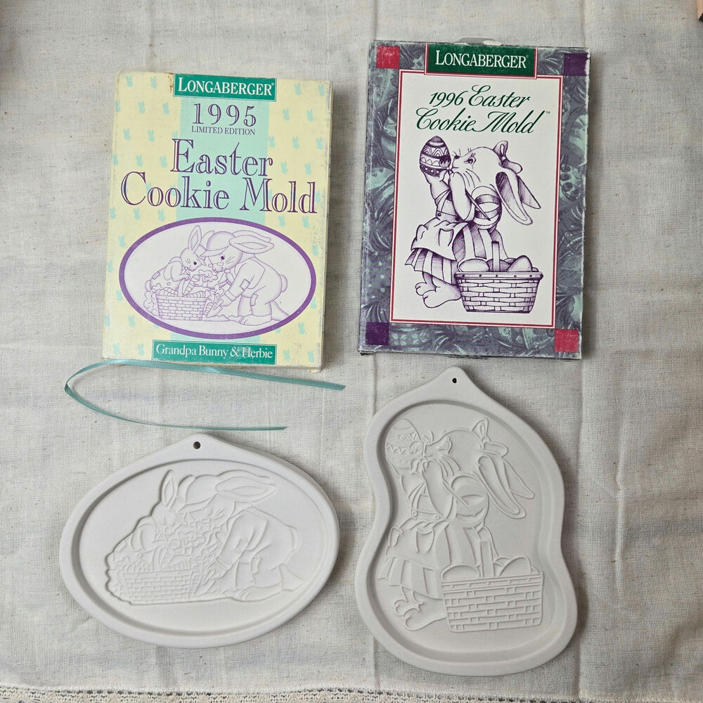 Unused Vintage Set of 2 Longaberger Easter Cookie Chocolate Molds 1995 & 1996